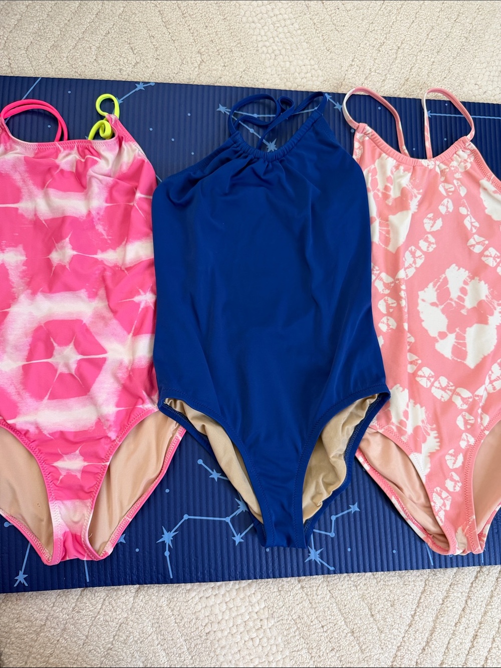 Crewcuts Pink Tie-Dye & Navy One-Piece Swim Set - Neon Accent